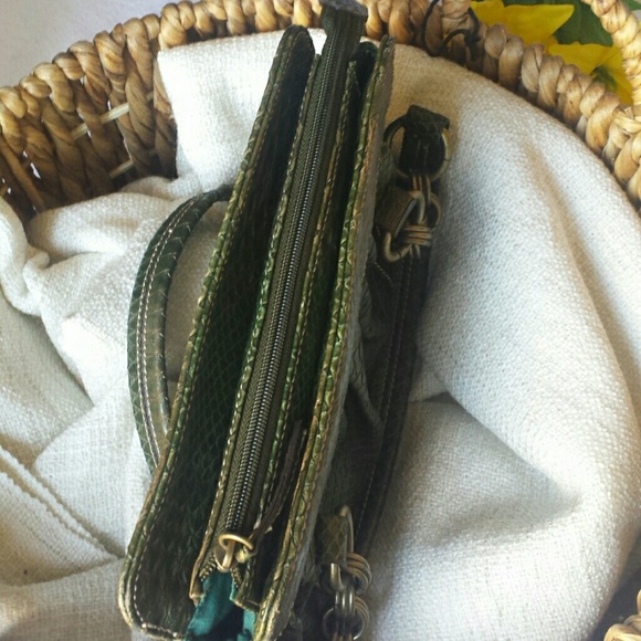 Emilie M. Green/Brownish Faux Snake Skin Purse - Picture 4 of 8